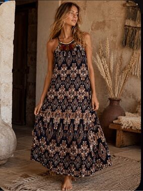 Rare nwot T bags LA boho maxi dress tribal embroidered $400 anthro party summer
